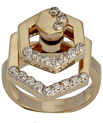 Mars meten Internationale 14k yellow gold lady diamond spinner ring