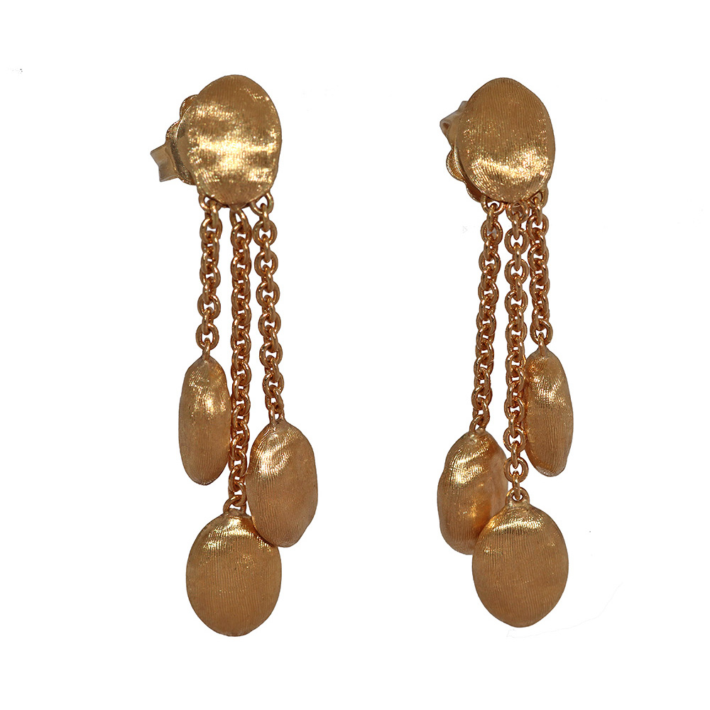 Marco Bicego 18k dangle earrings. These 18kt yellow gold 3 strand drop earrings are from the Siviglia collection. Like new condition estate item.