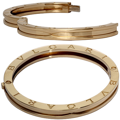 18k yellow gold Bvlgari designer bangle bracelet