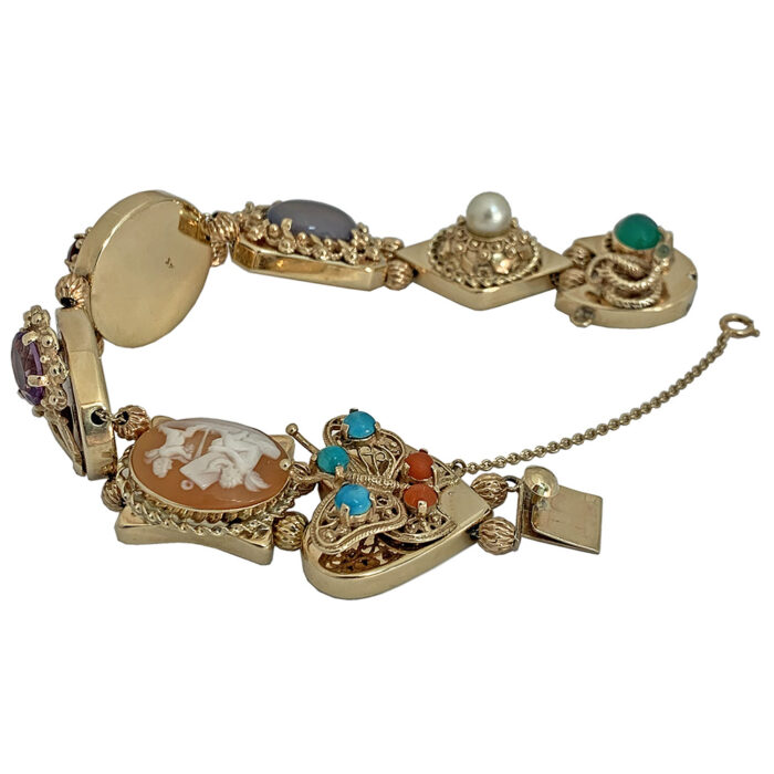 14k vintage slide charm bracelet