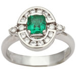platinum emerald and diamond ring
